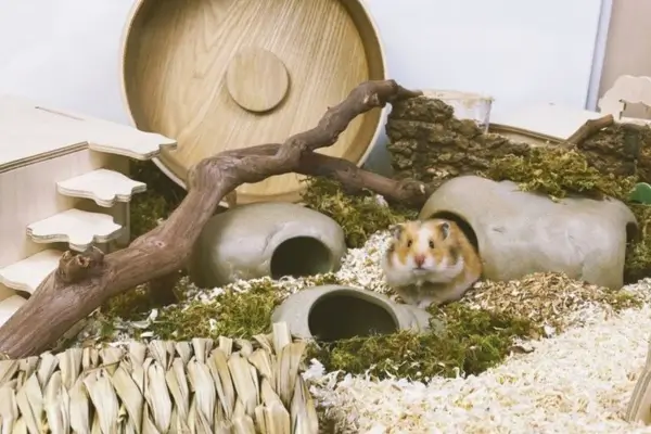 Esconderijos seguros no terrário que proporcionam proteção e conforto para o hamster, promovendo seu bem-estar e segurança, essenciais para o enriquecimento ambiental para hamsters.